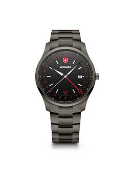 Wenger - City Gmt Swiss Made 42 Mm Black Dial Men Watch (01.1442.108) (M)