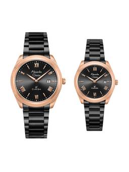 Alexandre Christie - Couple's Classic Black Quartz Watch (Pack Of 2) (8712Mdldbrba) (M)