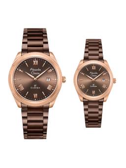 Alexandre Christie - Couple's Classic Brown Quartz Watch (Pack Of 2) (8712Mdldrobo) (M)
