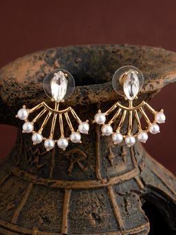 E2O - Fancy White Stone Embellished Stud Earring
