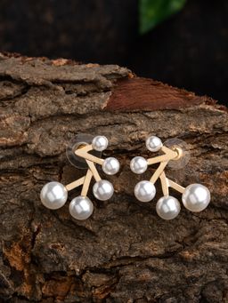 E2O - Fancy White Stone Embellished Stud Earring
