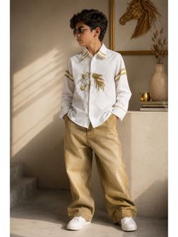 Toplove - White Horse Colorblock Shirt