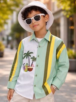 Toplove - Green Pool Party Embellished Shirt