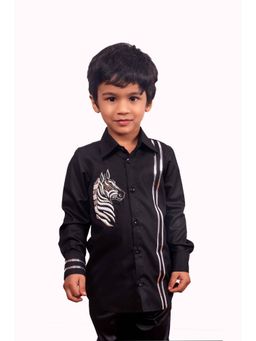 Toplove - Black Zebra Embroidered Shirt