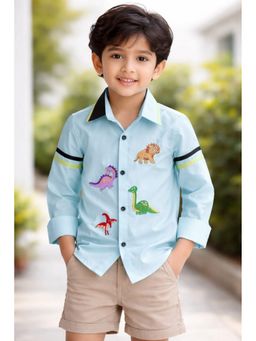 Toplove - Blue Dino Embellished Shirt