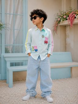 Toplove - Blue Peppa Pig Embellished Shirt