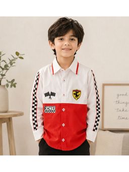 Toplove - Red Racer Embellished Shirt