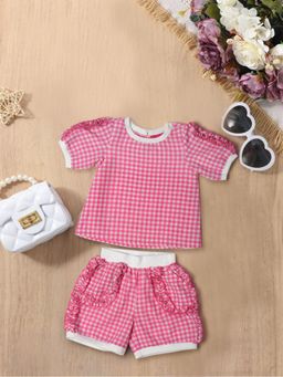 PSPeaches - Pink Cotton Checks Co-Ord (Set of 2)