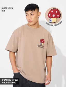 The Souled Store - Beige Originals Safest Malware Oversized T-Shirt
