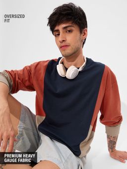 The Souled Store - Originals Multi-Color Colorblock Oversized Full Sleeve T-Shirt