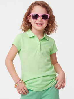United Colors of Benetton - Green Collar Neck Regular Fit Solid Polo T-Shirt