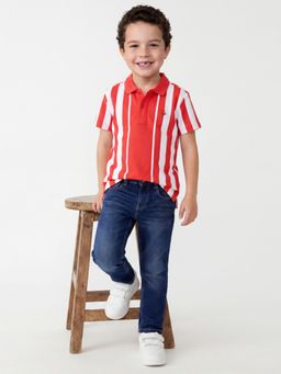 United Colors of Benetton - Red Regular Fit Striped Polo T-Shirt