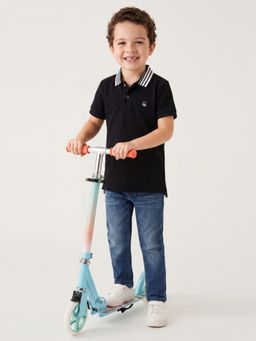 United Colors of Benetton - Black Regular Fit Solid Polo T-Shirt