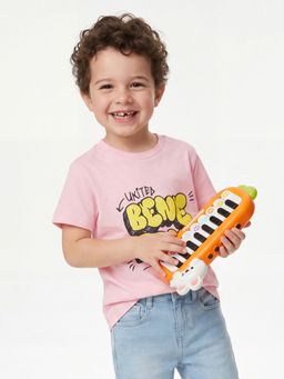 United Colors of Benetton - Peach Regular Fit Round Neck Typography Print T-Shirt