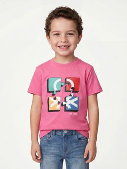 United Colors of Benetton - Pink Regular Fit Round Neck Graphic Print T-Shirt