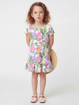United Colors of Benetton - Regular Fit Round Neck Printed Dress Multi-Color
