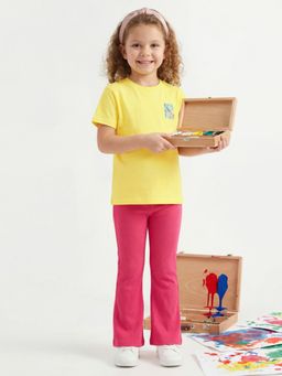 United Colors of Benetton - Longline Fit Round Neck Graphic Print T-Shirt Yellow