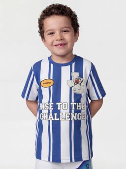 United Colors of Benetton - Blue Relaxed Fit Round Neck Striped T-shirt