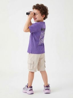 United Colors of Benetton - Lavender Relaxed Fit Round Neck Typography Printed T-shirt
