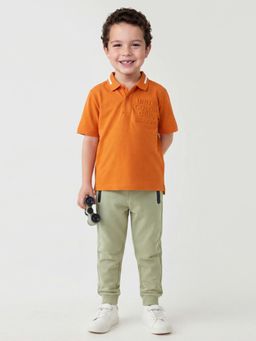 United Colors of Benetton - Orange Boxy Fit Typography Polo T-shirt