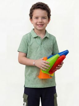 United Colors of Benetton - Green Regular Fit Printed Polo T-shirt