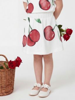 United Colors of Benetton - White Regular Fit Mid Rise Printed Skirt