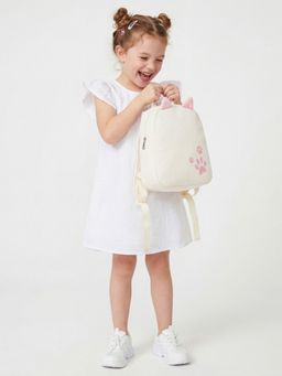 United Colors of Benetton - White Regular Fit Round Neck Embroidery Dress
