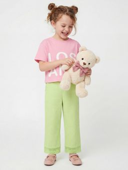 United Colors of Benetton - Green Regular Fit Mid Rise Embroidery Trousers