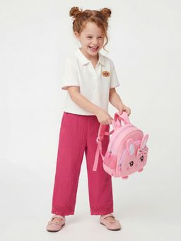 United Colors of Benetton - Pink Regular Fit Mid Rise Embroidery Trousers