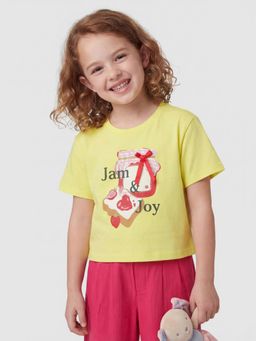 United Colors of Benetton - Cropped Round Neck T-Shirt Yellow