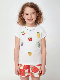 United Colors of Benetton - Regular Fit Round Neck Embroidered T-Shirt White