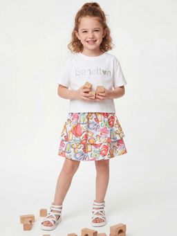 United Colors of Benetton - Cropped Round Neck T-Shirt White