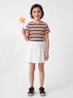 United Colors of Benetton - Cropped Round Neck Striped T-Shirt Multi-Color