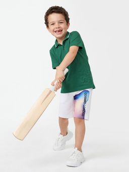United Colors of Benetton - Green Pure Cotton Typography Polo T-Shirt