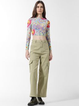 ONLY - Multi-Colour Cropped Mesh Top