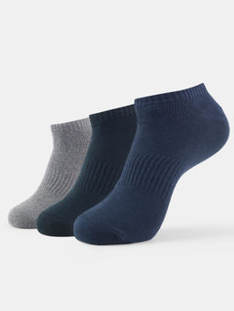 Jockey - 7097 Men Cotton Low Show Socks-Black/Grey Melange/Navy Melange (Pack of 3)