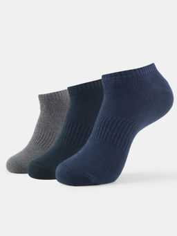 Jockey - 7097 Men Cotton Low Show Socks-Black/Charcoal Melange/Navy Melange (Pack of 3)