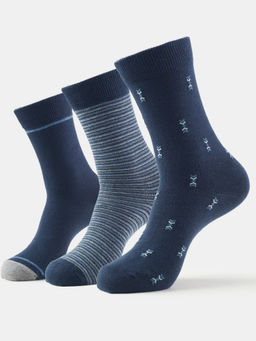 Jockey - 7104 Men Compact Cotton Elastane Crew Length Socks - Navy (Pack of 3)