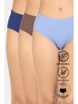 Zivame - Solid Multi-Color Full Coverage Medium Rise Hipster Panty (Pack of 3)