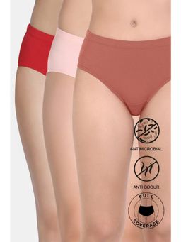Zivame - Solid Multi-Color Full Coverage Medium Rise Hipster Panty (Pack of 3)
