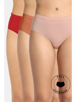 Zivame - Solid Multi-Color Full Coverage Medium Rise Hipster Panty (Pack of 3)