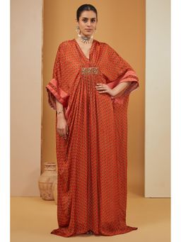 Neha Khullar - Rust Printed Kaftan Dress