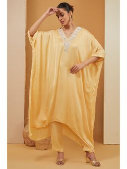 Neha Khullar - Yellow Kaftan with Pant (Set of 2)
