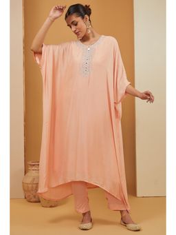 Neha Khullar - Peach Kaftan with Pant (Set of 2)