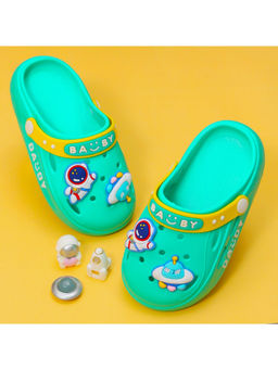 Yellow Bee - Green Little Astronaut Green Space Motif Clogs for Boys