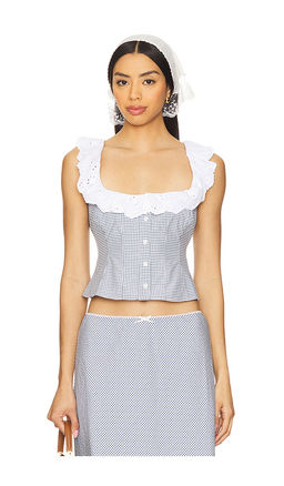 GUIZIO - Gingham Paloma Lace Top