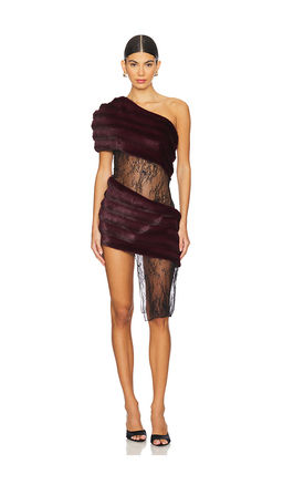 Kim Shui - Aubergine Faux Fur Combo Dress