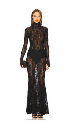 Norma Kamali - Long Sleeve Turtle Fishtail Gown