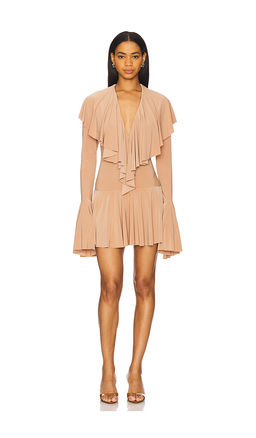 Norma Kamali - Long Sleeve Ruffle Mini Dress