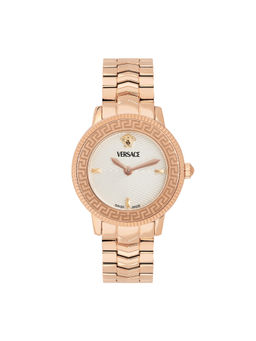 VERSACE - Women V-Icon 30 mm White Silver Dial Analog Watch (VEUCA0724) (M)